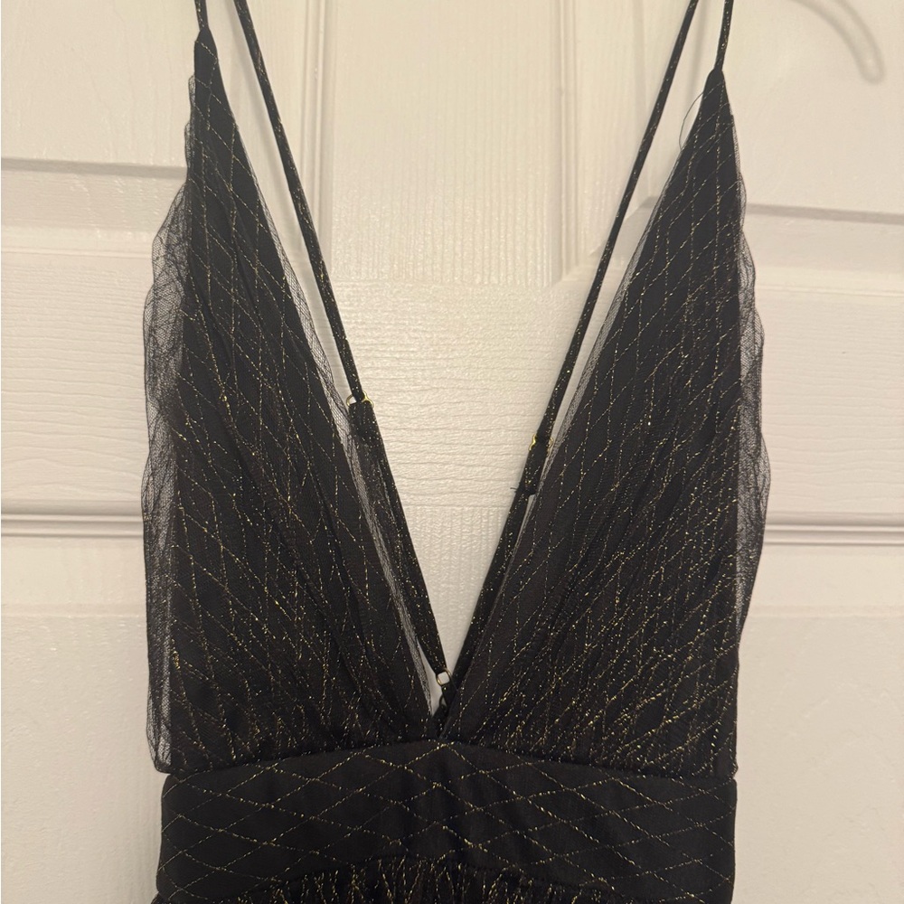 Black and Gold Strappy Dress